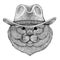 Brithish noble cat Male Wild animal wearing cowboy hat Wild west animal Cowboy animal T-shirt, poster, banner, badge