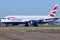 British Airways landing on Amsterdam airport, Airbus, Boeing Dreamliner