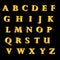 The British alphabet letters golden characters