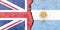 British and Argentinian flag on a cracked wall-politics, war, conflict concept