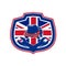 British Auto Repair Shop Union Jack Flag Crest