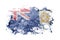 British, Britain, Anguilla flag background painted on white paper with watercolor