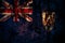 British, Britain, Anguilla flag on grunge metal background texture with scratches and cracks