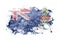 British, Britain, Cayman Islands flag background painted on white paper with watercolor