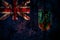 British, Britain Montserrat flag on grunge metal background texture with scratches and cracks
