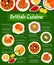 British cuisine meals menu page vector template