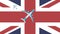 British flag and aircraft. Animation of planes flying over the flag of great Britain.