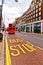 British icon double decker bus along Oxford Street in London, UK