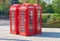 British icon red telephone boxes at Lancaster Gate West London