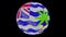 British Indian Ocean Territory flag in a round ball rotates. Flicker and shine. Animation loop