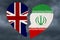 British and Iran flags in a broken heart