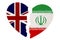 British and Iran flags in a broken heart