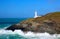 British lighthouse Trevose Head North Cornwall between Newquay and Padstow uk warning ships of dangerous coast in rich colours