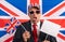 British male businessman Brexit banner