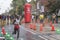 The British marathon runner Kojo Kyereme runs past the 33 km turnaround point of the 2016 Scotiabank Toronto Waterfront Marathon