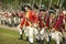 The British march to Surrender Field at the 225th Anniversary of the Victory at Yorktown, a reenactment of the siege of Yorktown,