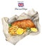 British meal, fish and chips. Illustration watercolor