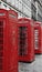 British Phone Booths on Royal Mile street in Edinburgh, Scotland