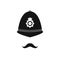 British policeman in helmet. Police avatar.