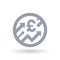 British Pound with arrows up concept icon - Economic growth symbol