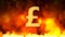 British pound sign against fiery background, stable currency, financial market