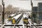 British railway trains under winter show during covid lockdown in england uk