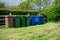 British recycling waste bins - segregation responsibility for plastic, cans, general waste and glass