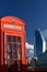 British Red Telephone Booth in London in Sunny Weather