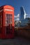 British Red Telephone Booth in London in Sunny Weather