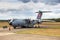 British Royal Air Force Airbus A400M military cargo airplane on the tarmac of Kleine-Brogel