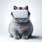 A British Shorthair cat sitting down wearing a virtual reality headset