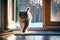 British Shorthair Cat Takes A Sunny Stroll Through The Window Catflap