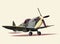 British Spitfire fighter World War II isolated vector illustration