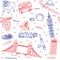 British symbols and icons seamless pattern