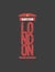 British telephone box London vintage style , word in grunge ,