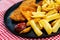 British Traditional fish and chips and tartar sauce