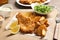 British traditional fish and potato chips on board
