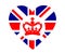 British United Kingdom Flag Heart With a Red Crown