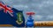 British Virgin Islands gas, valve on the main gas pipeline British Virgin Islands, Pipeline with flag British Virgin Islands,