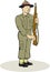 British World War II Soldier Presenting Arms Cartoon