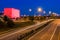 Brno August 1st 2014 Czech Rep. View on on a red lit building of Moravian Provincial archive MZA in Brno, Campus square