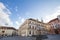 Brno Cathedral of saints peter and paul, or Petrov, seen from Zelny Trh square.