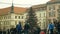 Brno, Czech Republic, December 21, 2018: Christmas tree luminous and shines beautiful decorated with golden ornaments