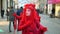 Brno, Czech Republic, January 10, 2019: Extinction rebellion red brigade pantomime, panto mime activists and activism