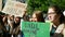 BRNO, CZECH REPUBLIC, SEPTEMBER 20, 2019: Friday for future, demonstration against climate change, banner sign she needs