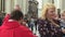 Brno, Czech Republic, September 24 , 2019: Catholic christian priest hands out sacramental bread altar communion wafers