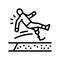broad jump handicapped athlete line icon vector illustration