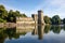 broad view of medieval castle by the lake