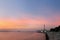 Broad view of mosque at Muharraq corniche during dusk , Bahrain