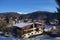 Broad view over Busteni mountain resort in Romania in winter